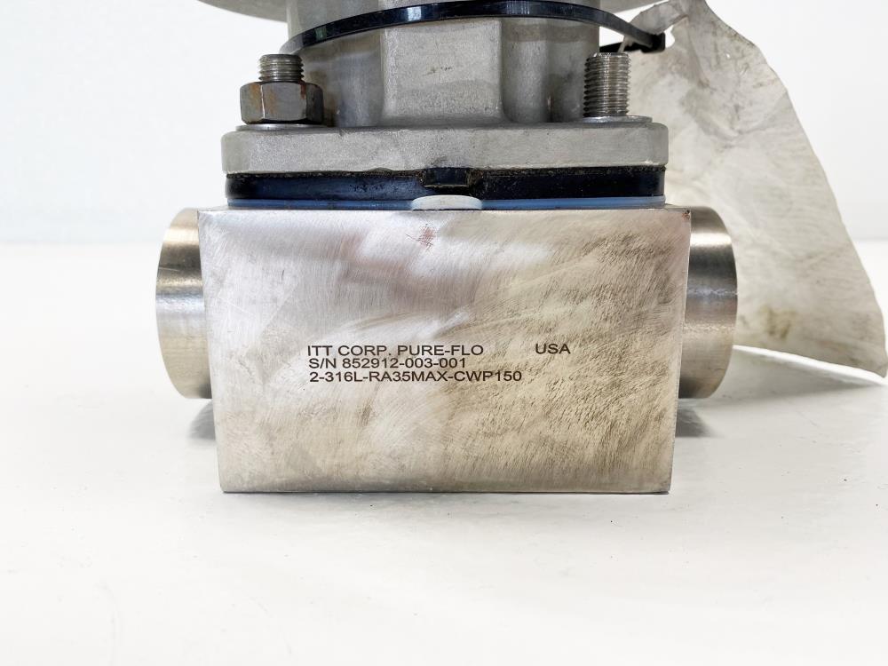 ITT Pure-Flo 2" Butt-Weld Stainless Sanitary Diaphragm Valve w/B217 Actuator